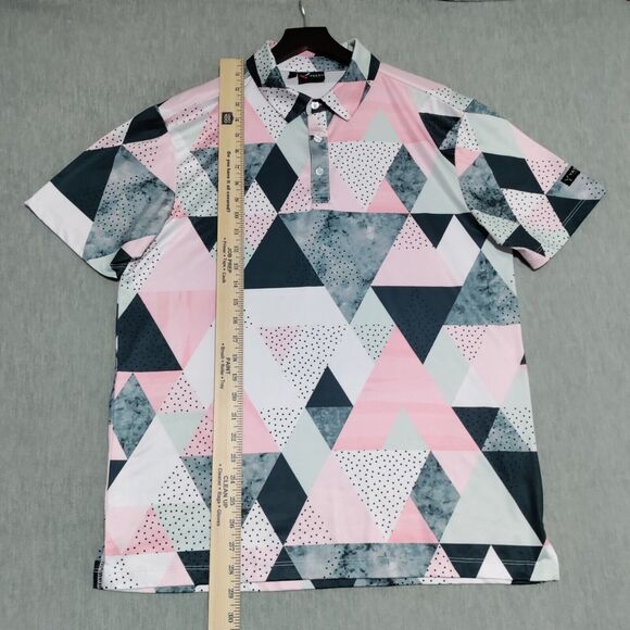 Yatta‎ Golf Polo Shirt Mens Medium Performance Stretch Abstract Geometric - Picture 9 of 14